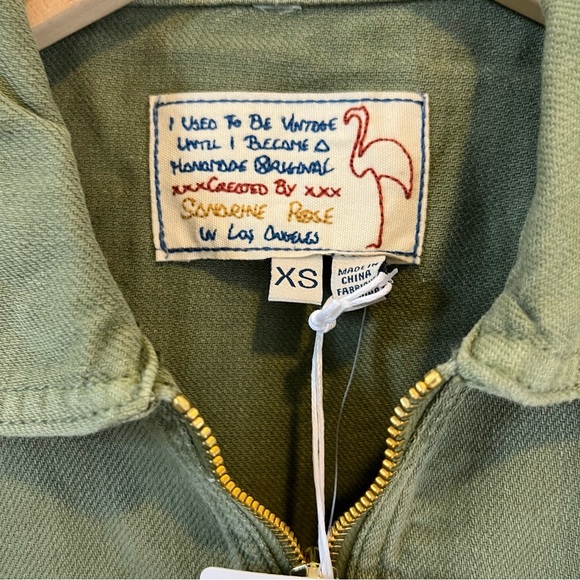 Free People x Sandrine Rose Denim Jumpsuit Army Green Size XS/S - Picture 5 of 10